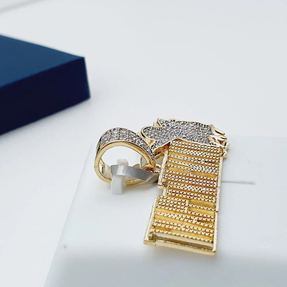 14K Gold Plated Cubic Zircon Pendant, INUS1BR057 - Picture 9 of 10